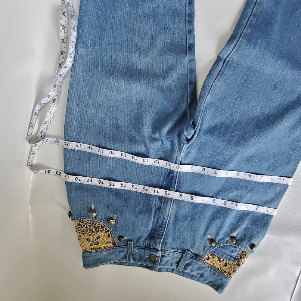 Cach'e Vintage Indian Head Gold Buttons Jeans Sz 8